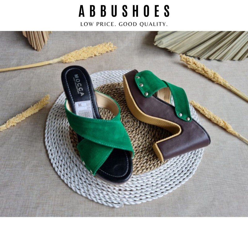 ABBUSHOES  JH  100 Wedges hak wanita 9cm silang swede