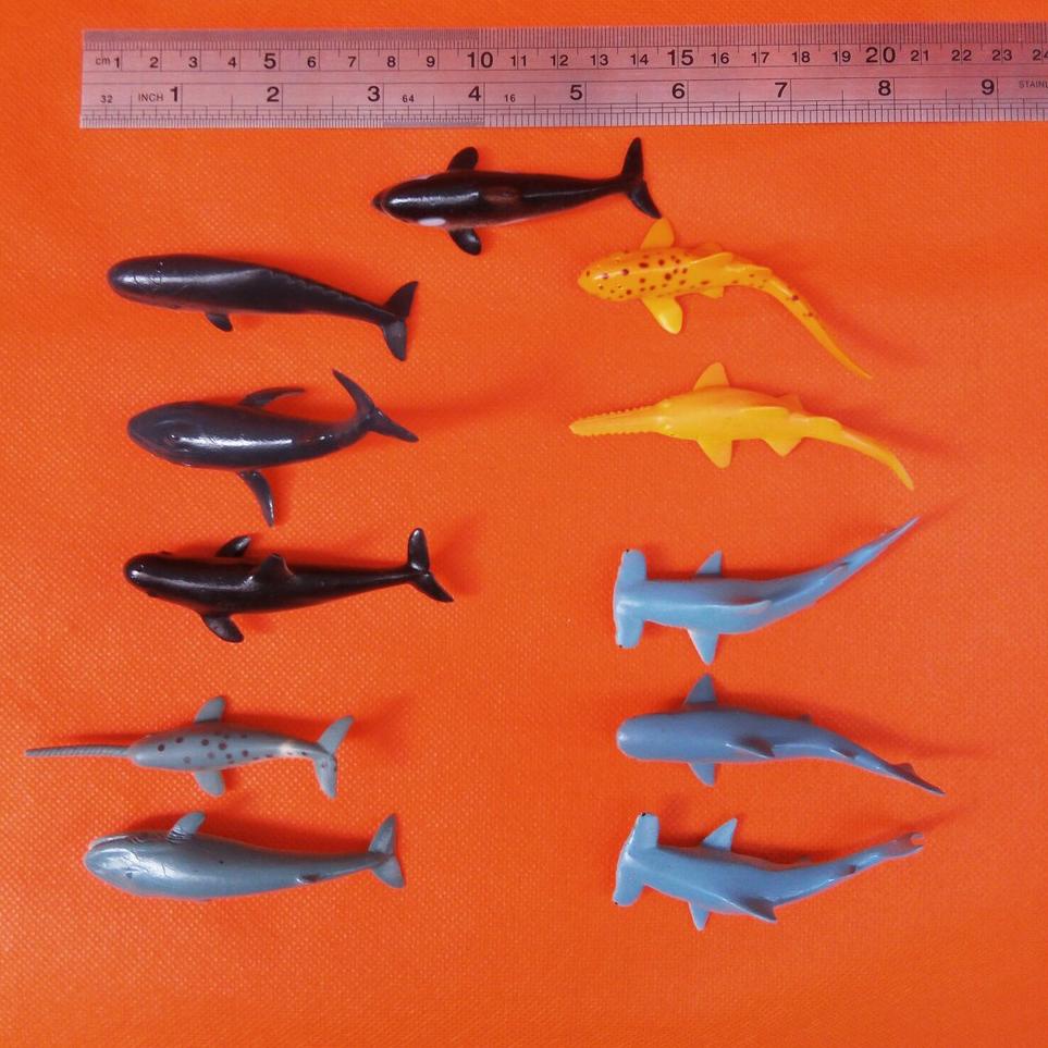 [PRODUK MMNLQ] Harga per set Mainan Hewan Karet Ikan Paus dan Hiu / Dinosaurus / Lumba-lumba MINI MS