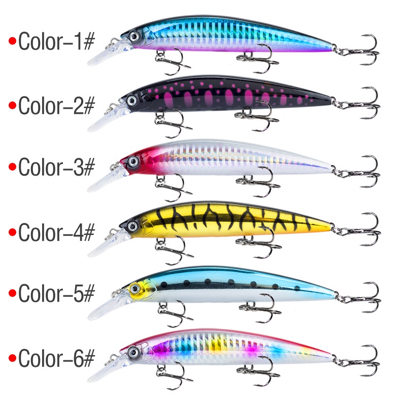 13cm / 36g Umpan Pancing Ikan Minnow Mata 3D 6 Warna