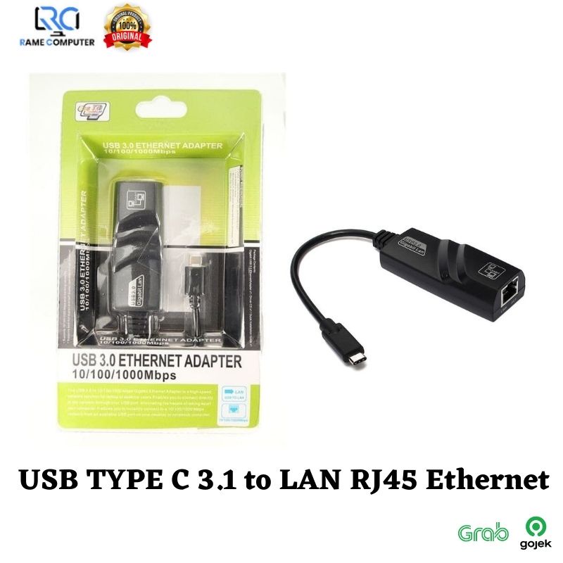 USB TYPE C 3.1 to LAN RJ45 Ethernet 100/1000 Mbps Gigabit