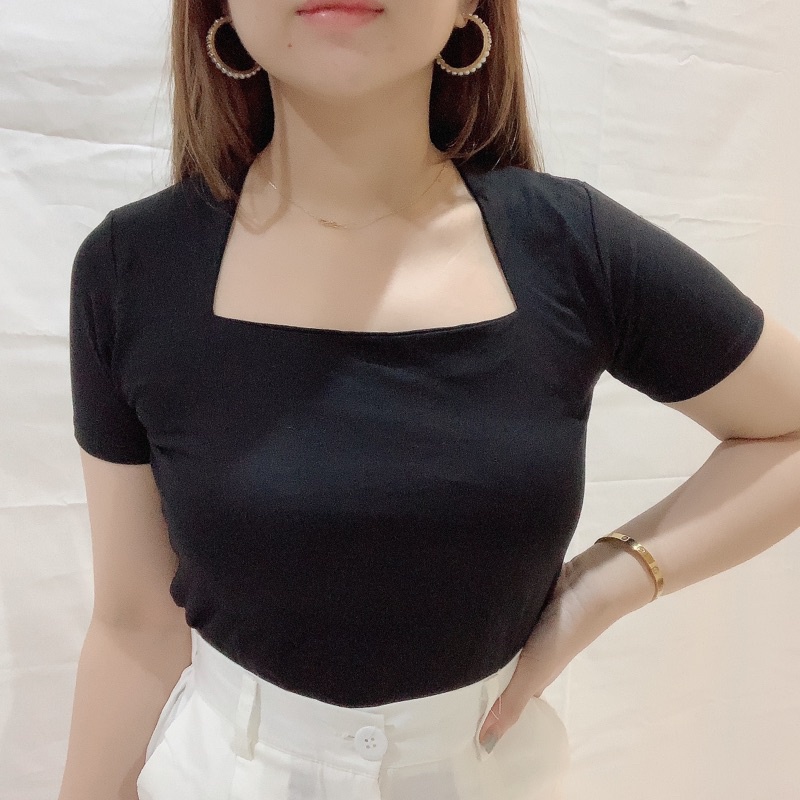 Premium SquareNeck Top | Front Double Layer | Blouse Polos Atasan Wanita | Maimon Grosir