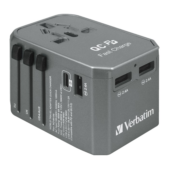 spv05 Verbatim 4port Universal Travel Adaptor 40W with PD 29W