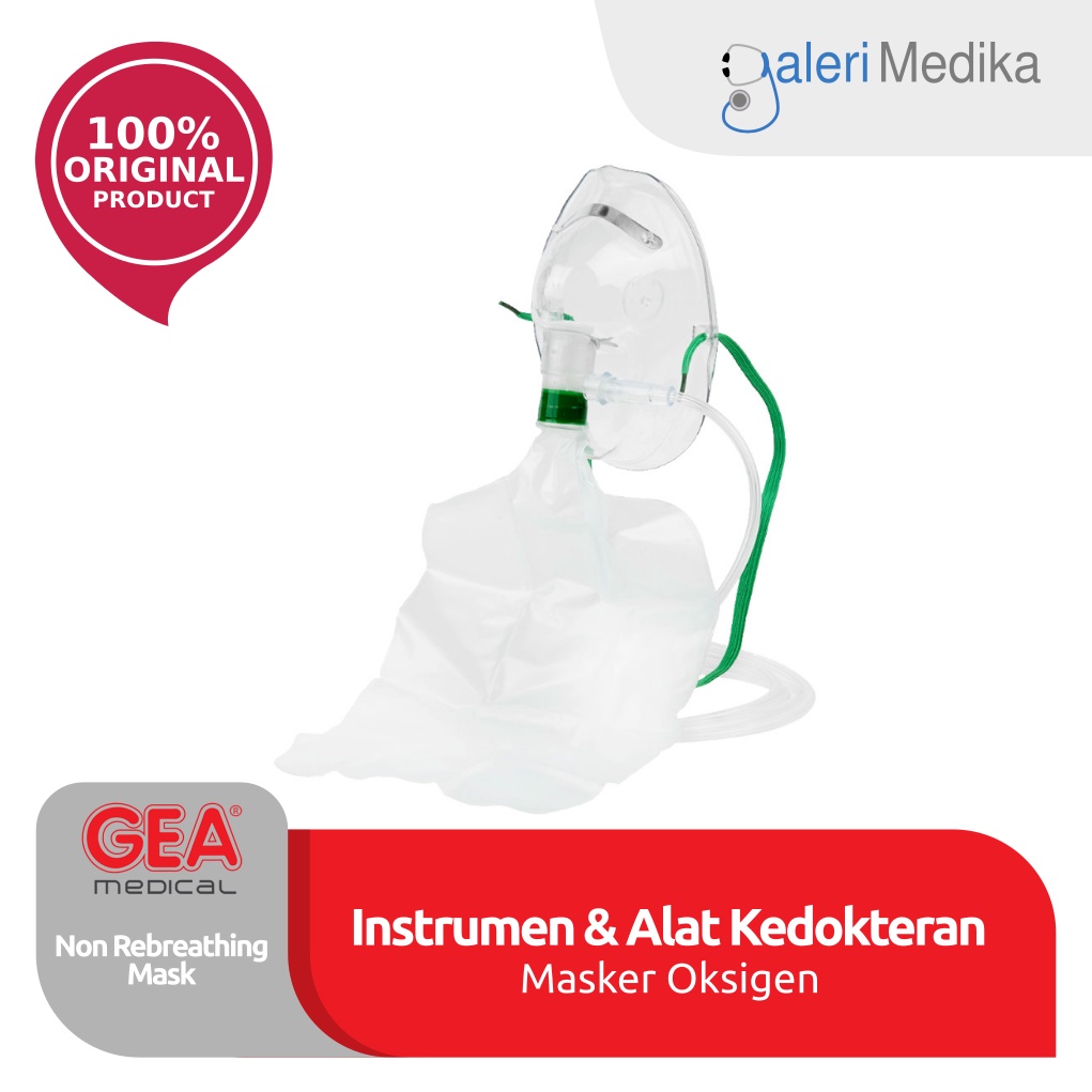 GEA Masker Oksigen Non Rebreathing Mask - Masker Oxygen Dewasa