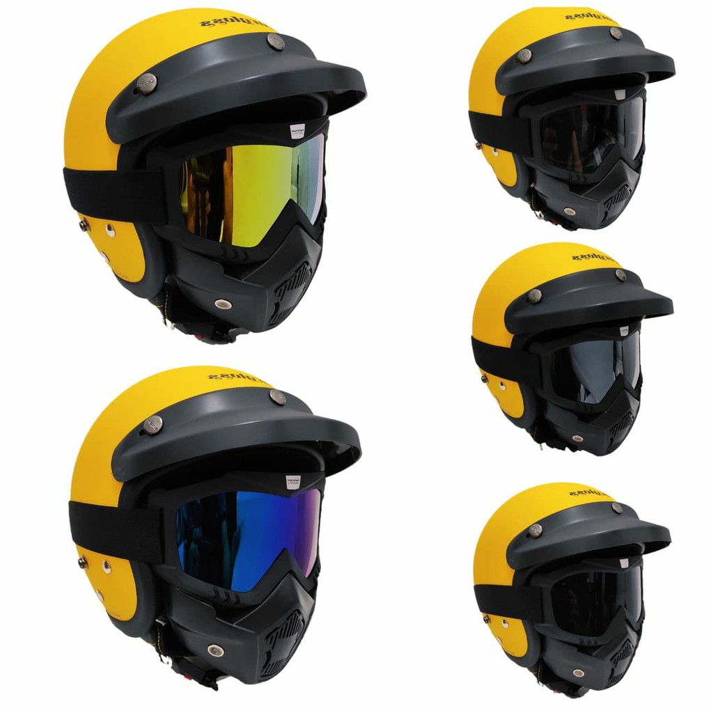 Helm Cargloss Kuning Doff Dengan Google Mask