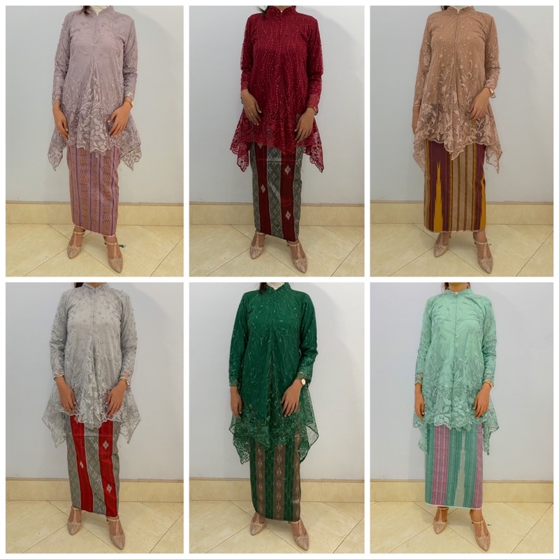 Set Kebaya/Blouse/Tunik Tulle (Atasan & Bawahan Tenun) Handmade
