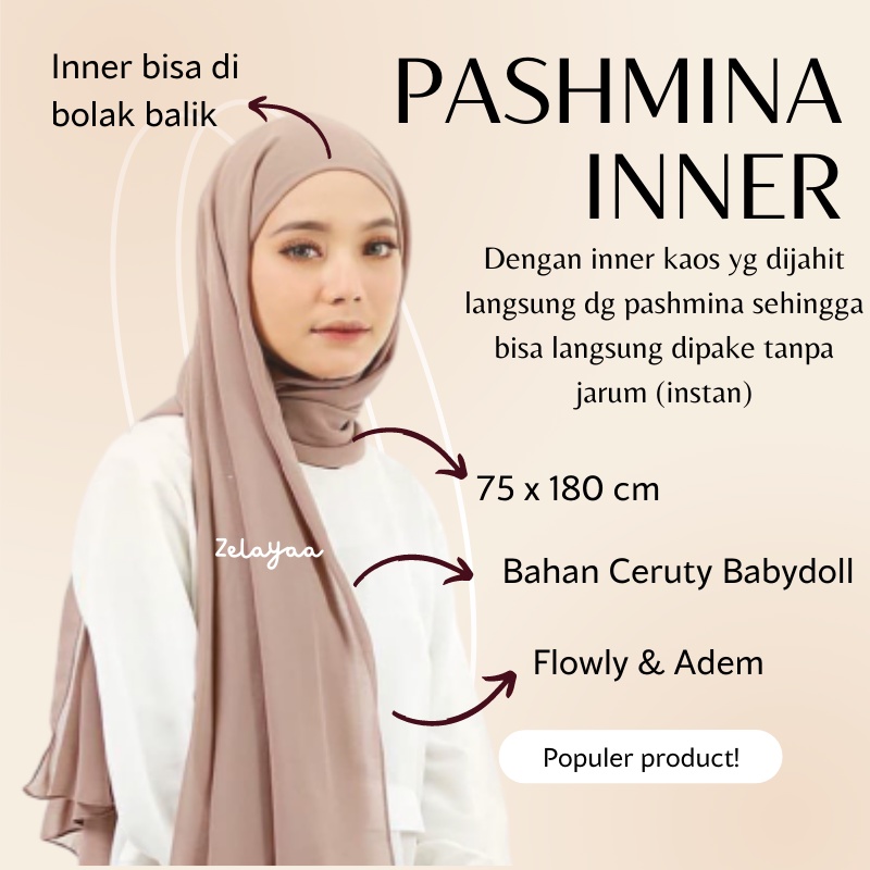 PASHMINA INSTAN | PASHMINA + INNER 2in1 BISA BOLAK BALIK | PASHMINA INNER | PASHMINA HOODIE