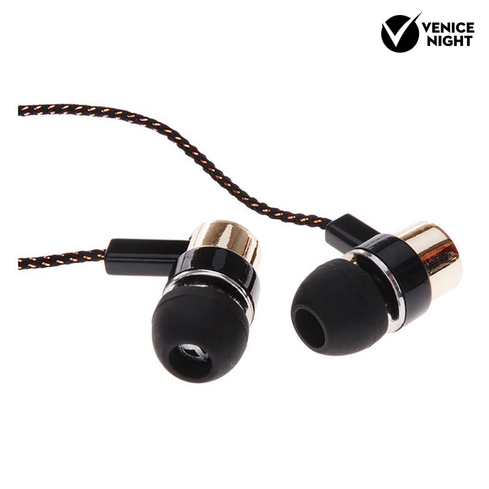 (VNEP) (Berkabel) Earphone In ear Stereo Peredam Suara Dengan Kabel Kepang 1.2m Untuk Samsung / HTC