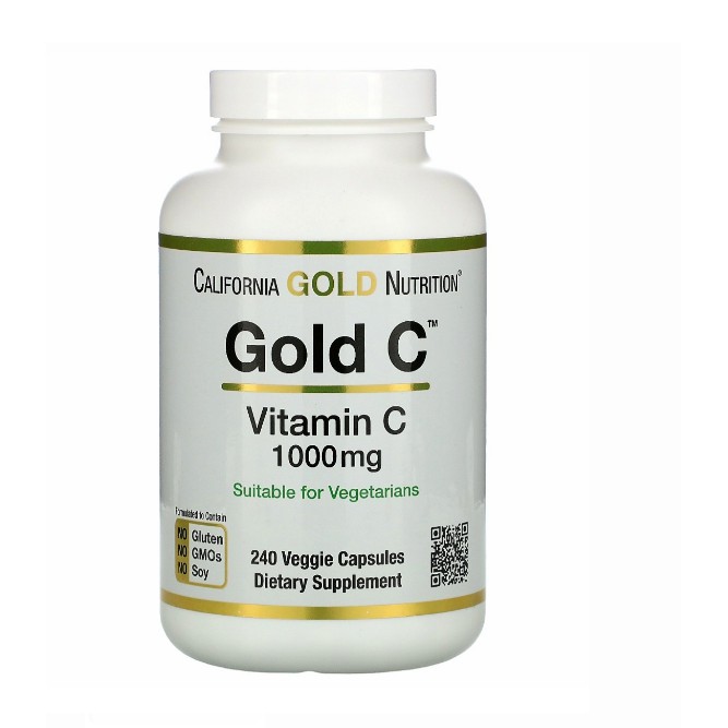 California Gold Nutrition Gold C Vitamin C 1000 mg 240 Veggie Caps ORIGINAL USA