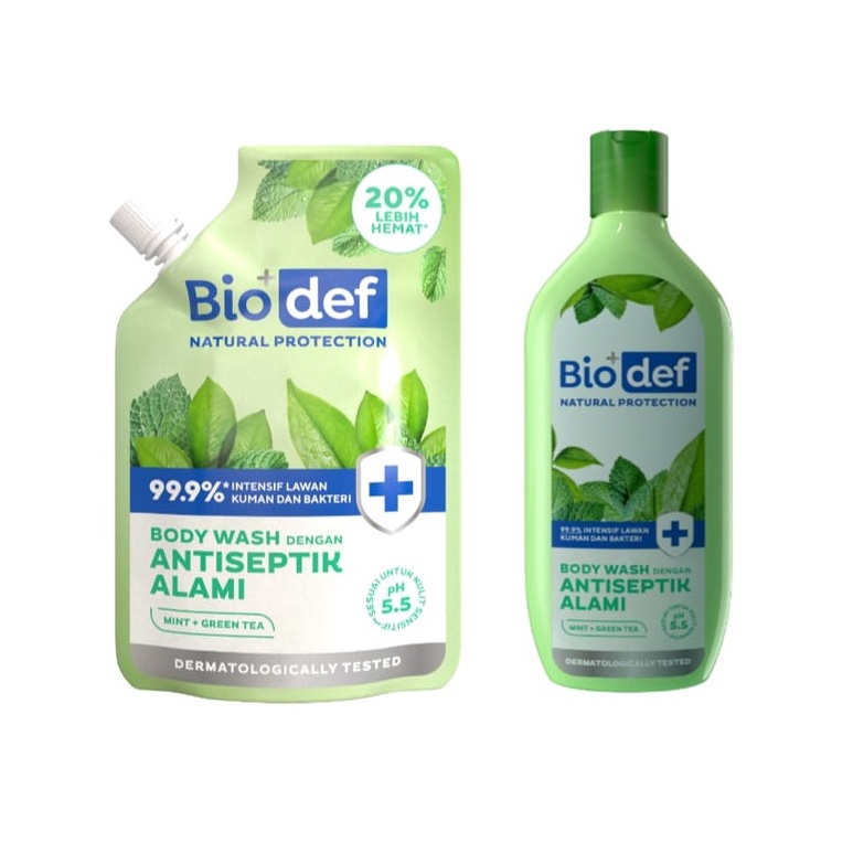 ✦SINAR✦ Biodef Natural Protection Body Wash Mint + Yuzu | Mint + Sea Salt | Mint + Greentea | Pouch Refill 400ml - Botol 275ml