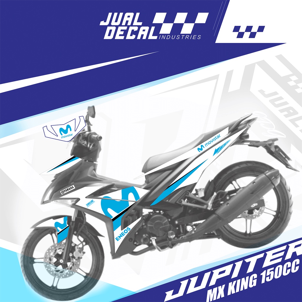 Stiker Jupiter MX King 150 Putih Movistar Striping lis Sticker Y15 ZR 150 Malaysia Televonica MotoGp