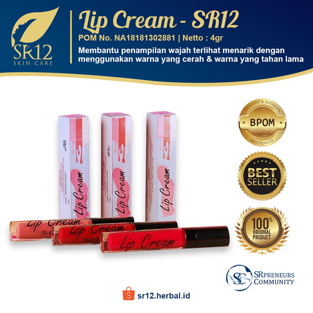 LIP CREAM MOIST SR12 BEBAS PARABEN..!! LIP KRIM L-EMBUT & NYA-MAN DI