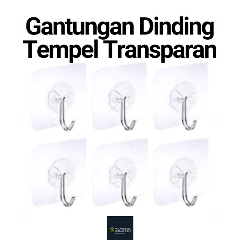 Jual Gantungan Tempel Dinding Gantungan Hook Transparan Cantolan