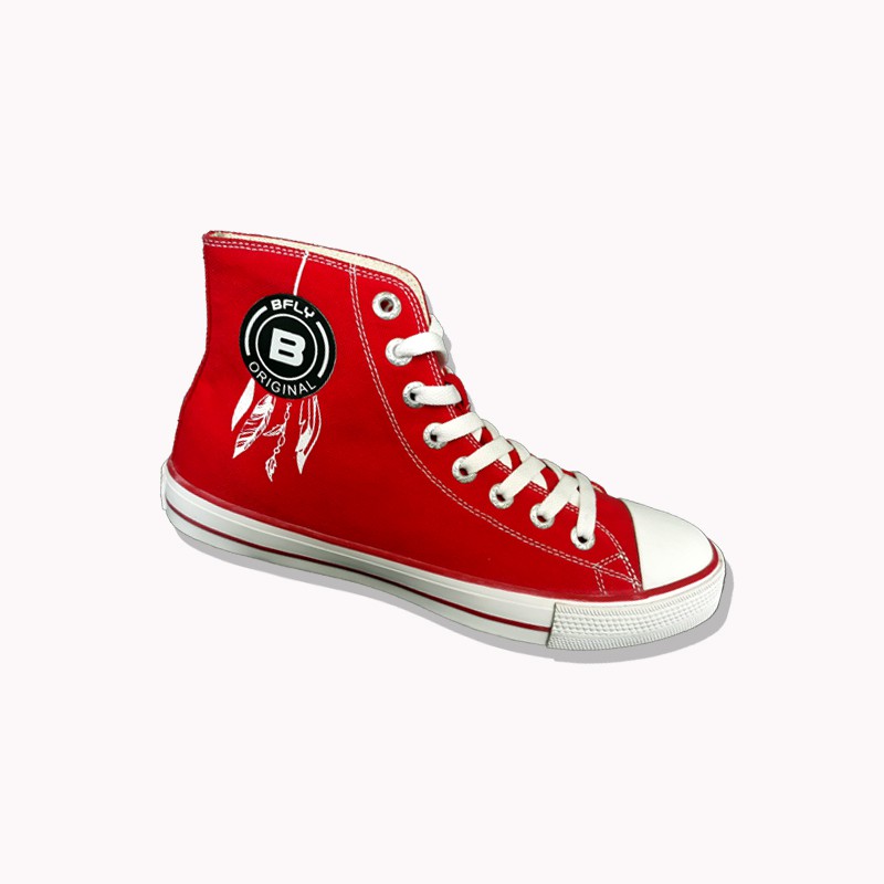 BFLY Sepatu Sneakers Basic High Casual Street Style IMPREVIOUS Red White Canvas Original