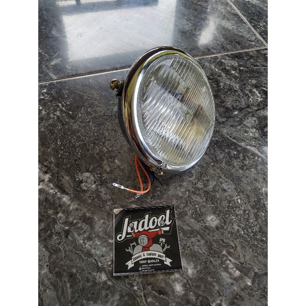 Headlamp Lampu Depan Motor Pesek Jute Bulat Chrome 5,75 inch