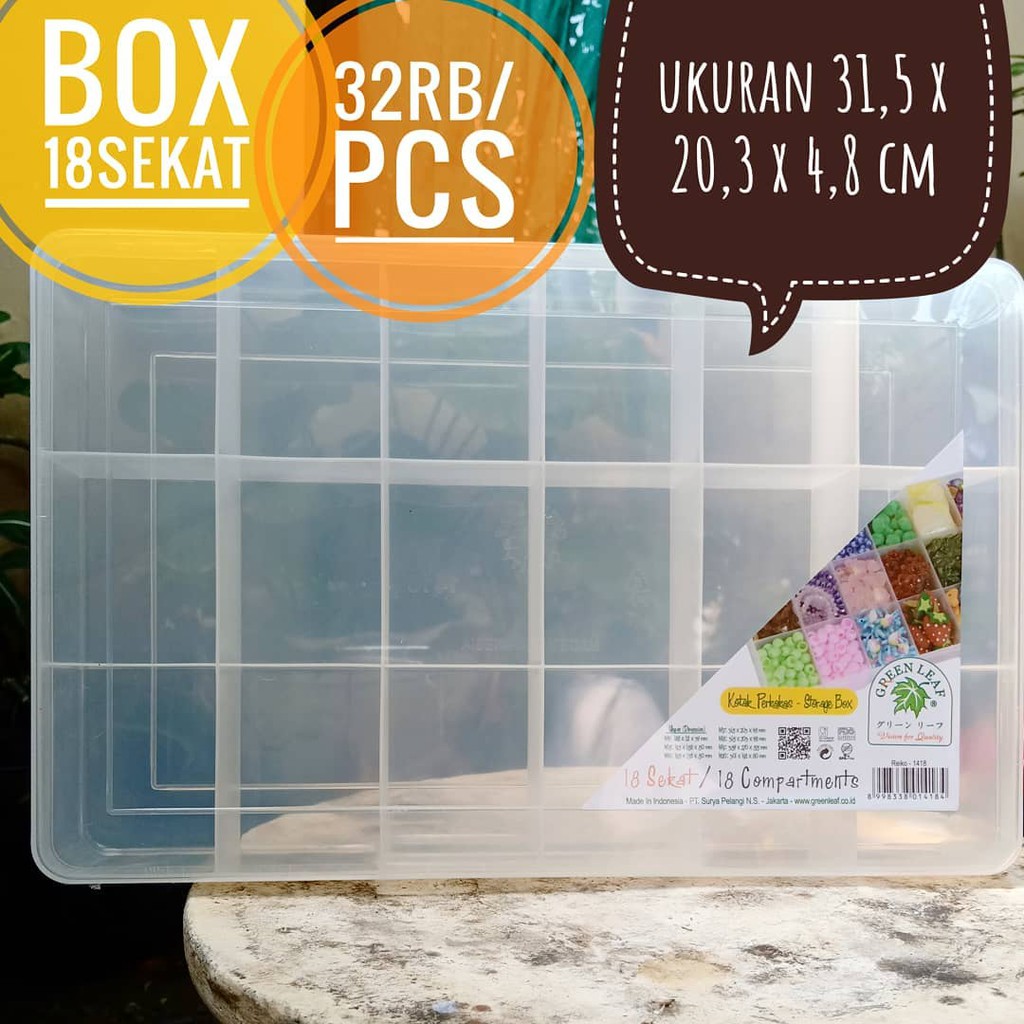 Box plastik 18 Sekat tempat aksesoris pernak-pernik