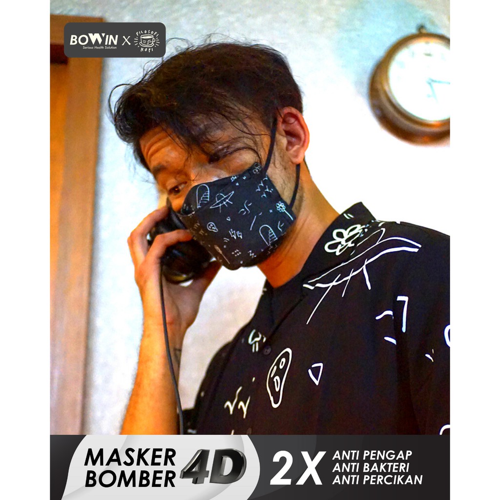 [Bowin X Rio Dewanto] Masker Bomber (Masker Kain 4ply / Masker Motor)