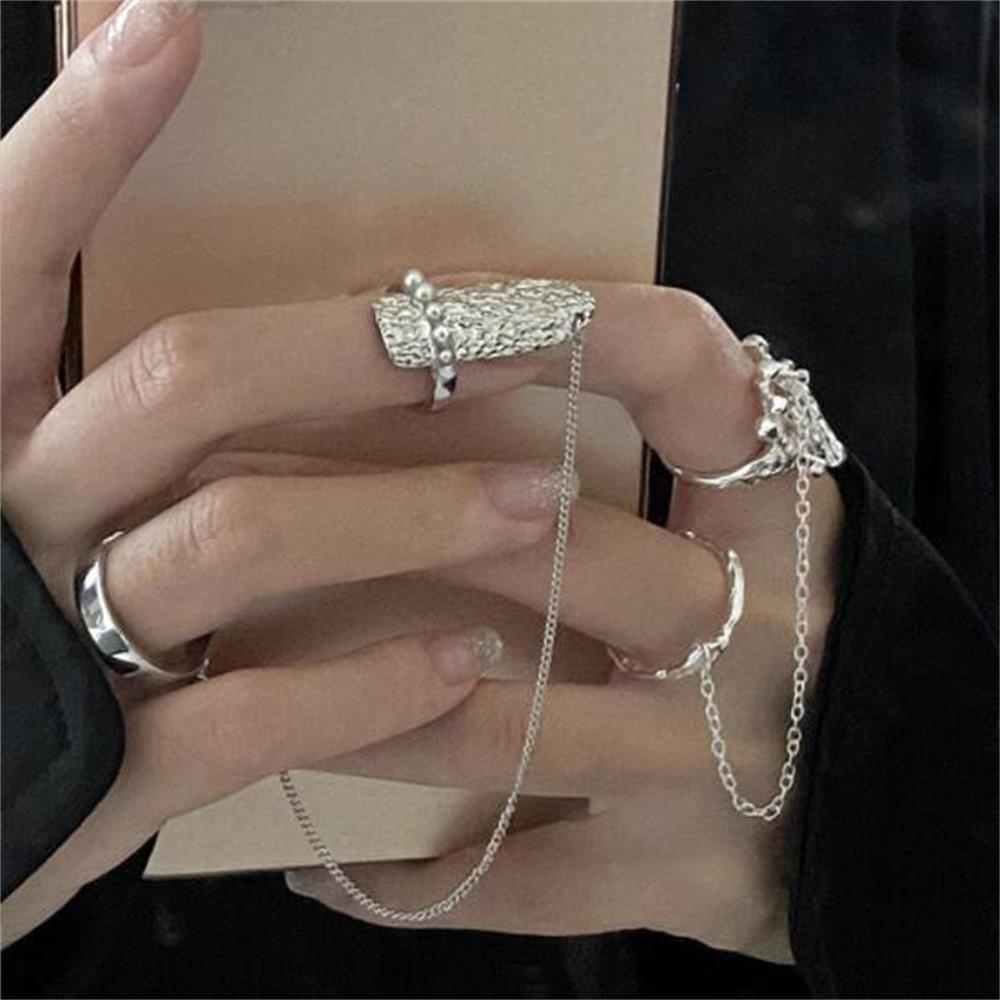 PREVA Nail Ring Statement Simple Design Silver Color Finger Nail Rings