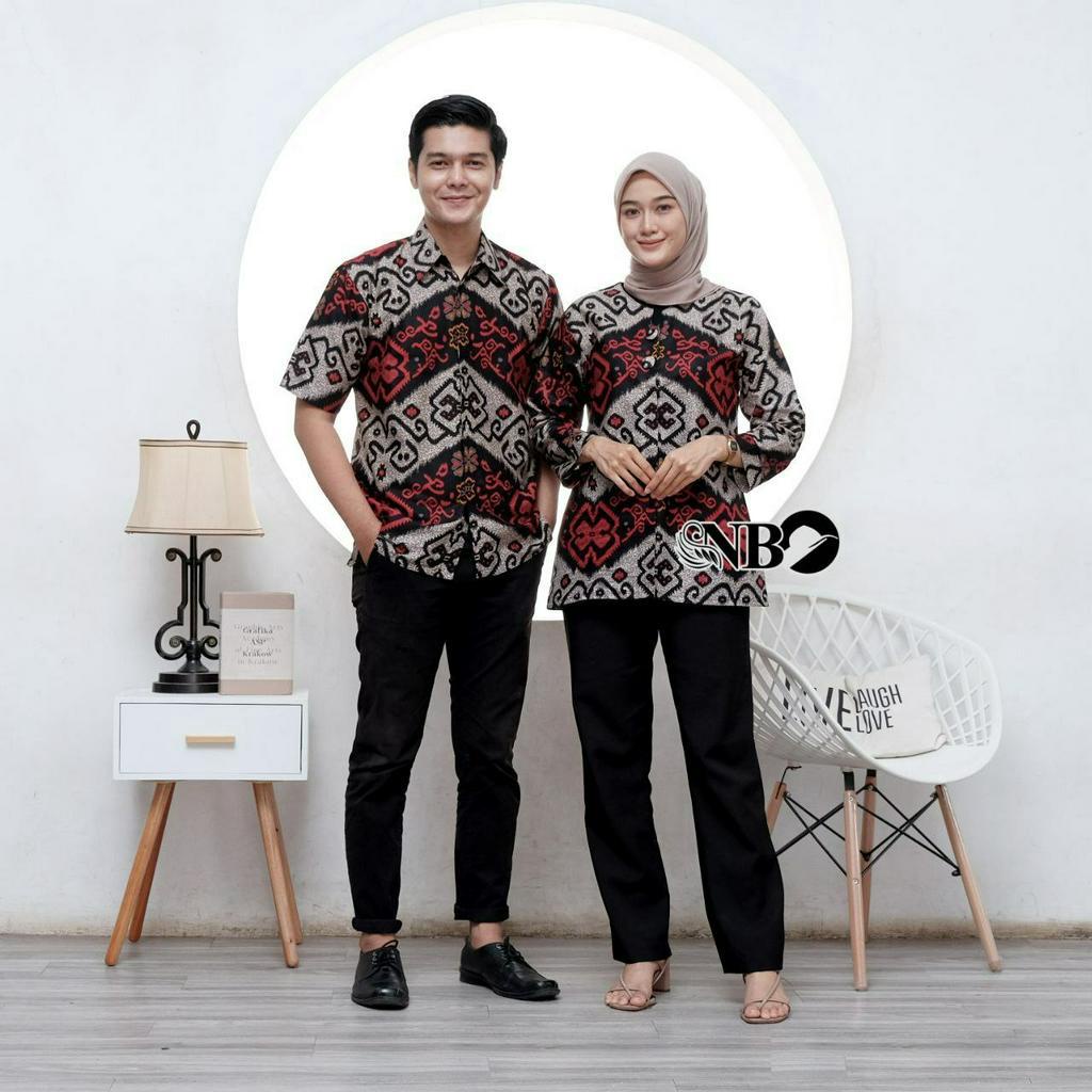 Size M L XL XXL XXXL Batik Couple Motif Abstrak Atasan Batik Wanita Blouse Kancing Depan Batik Pria 