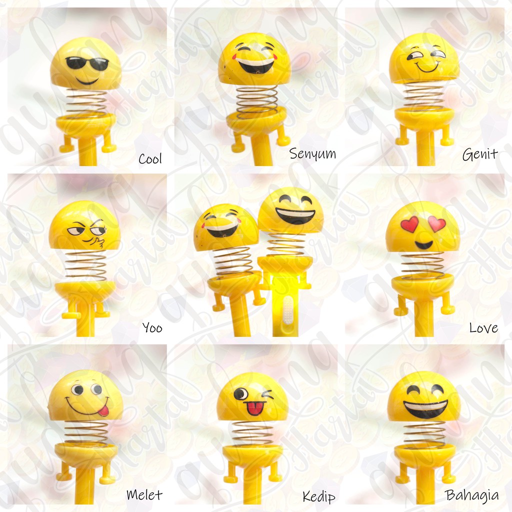 Pulpen Gel Bouncing Emoji Goyang Kepala Emoticon Lucu Pena Unik Gh
