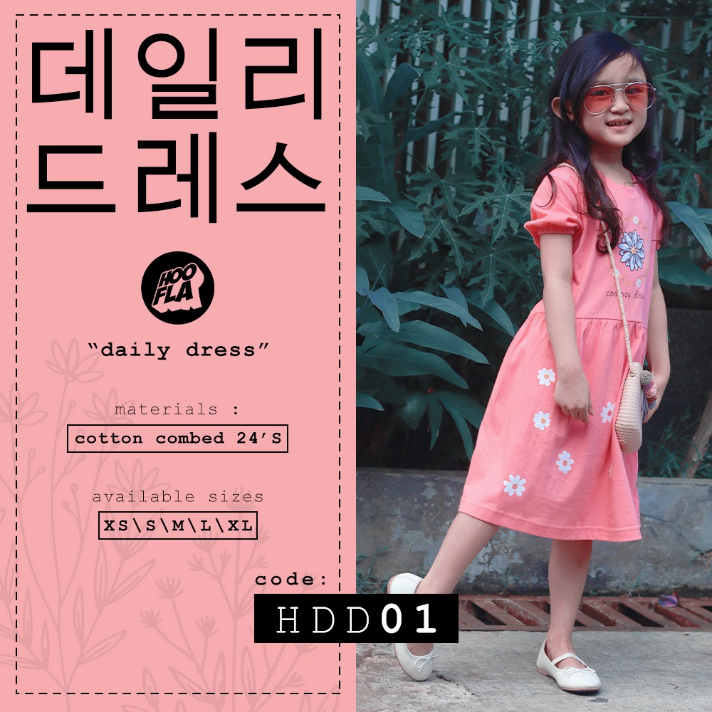 Hooflakids Daily Dress Anak Perempuan Usia 1 2 3 4 5 6 7 8 9 10 Tahun