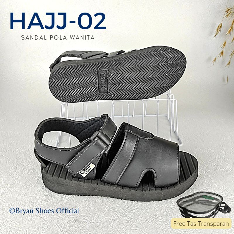 02 BRYAN KRN Sepatu Sandal Haji Umroh Putih Gunung Size 36-40 41 42 43 Hitam (Pola Kecil Wanita)