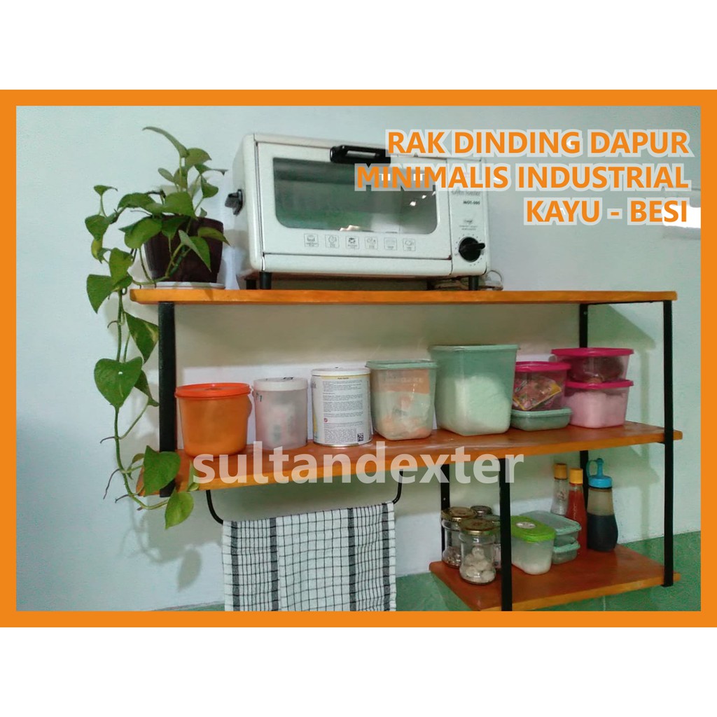 Rak Dapur Kayu-Besi Gantung Minimalis Serbaguna
