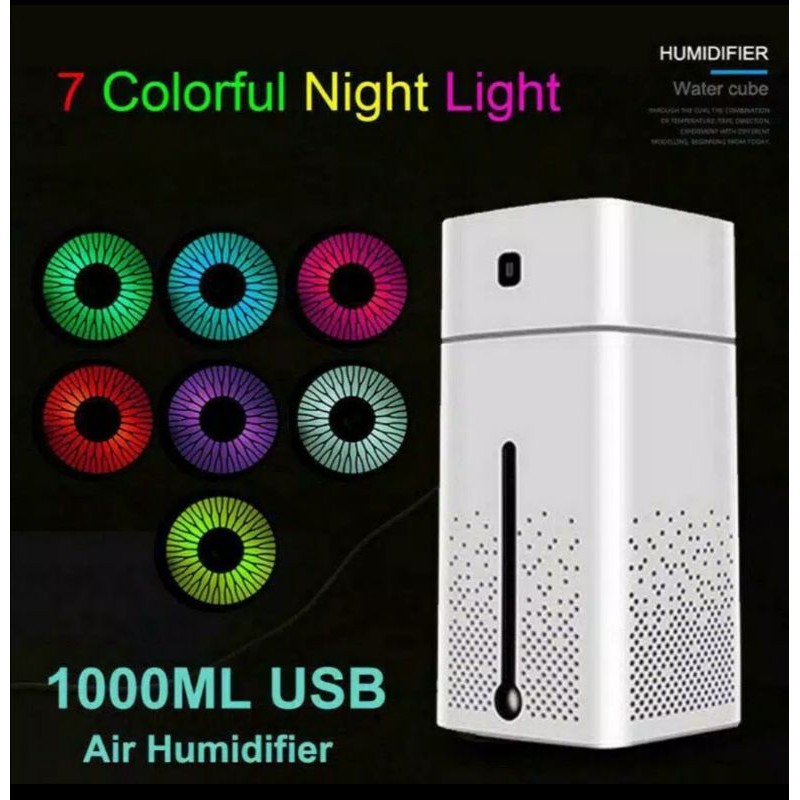 Humidifier Diffuser 1000 ml + Lampu RGB 7 Warna / Aromaterapi promo termurah