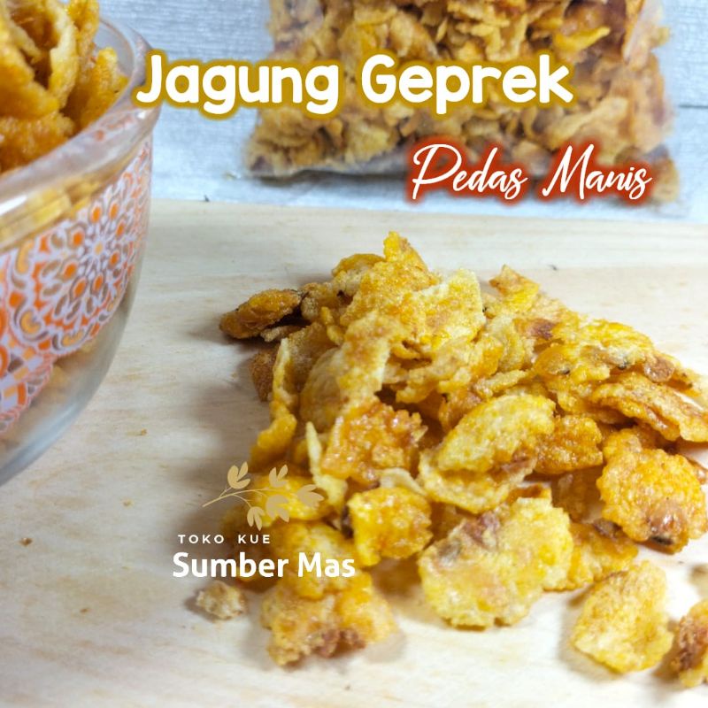 JAGUNG GEPREK 250gr / RASA PEDAS MANIS / Emping Jagung / Cemilan / Snack kiloan / Kue kering