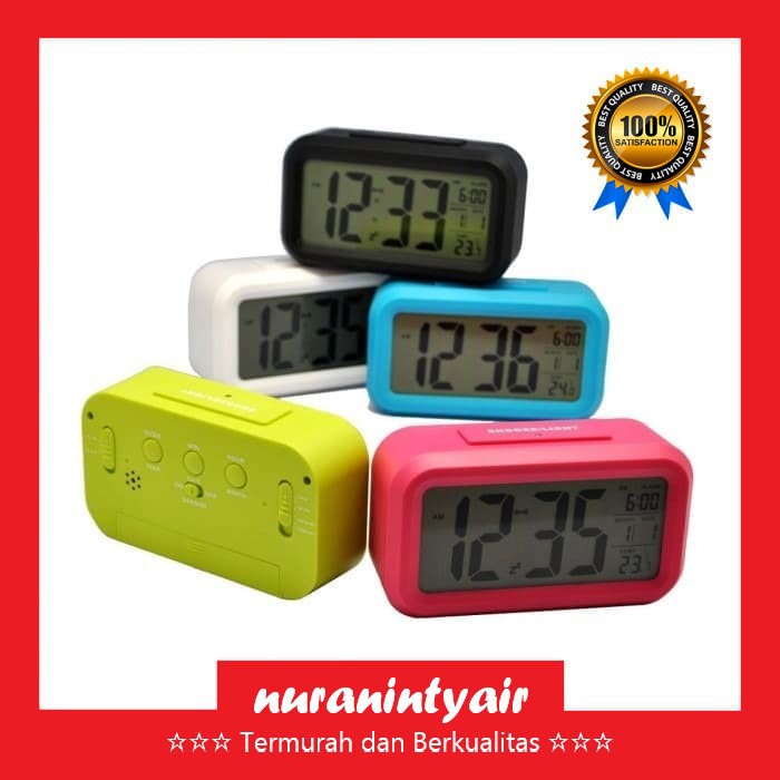 Jam Weker Alarm Meja LCD Digital Lucu Warna Warni -Digital Alarm Clock