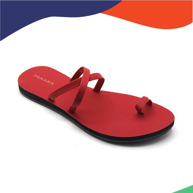 Sandal Panama / Sandal Wanita / Sendal Jepit / Sendal Kulit Cewek - Panama Ella Red Red