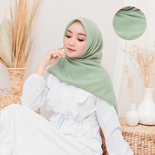 Hijab Segiempat Polycotton 115 x 115 Warna Part 1 Bella Square-OLIVE