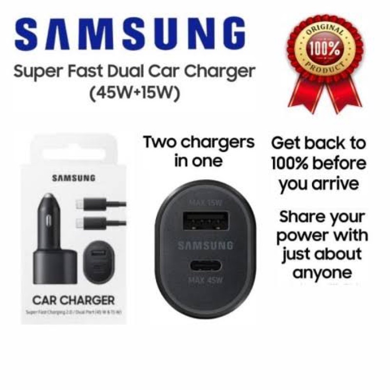 Car Charger Samsung 45W With Cable C To C Original