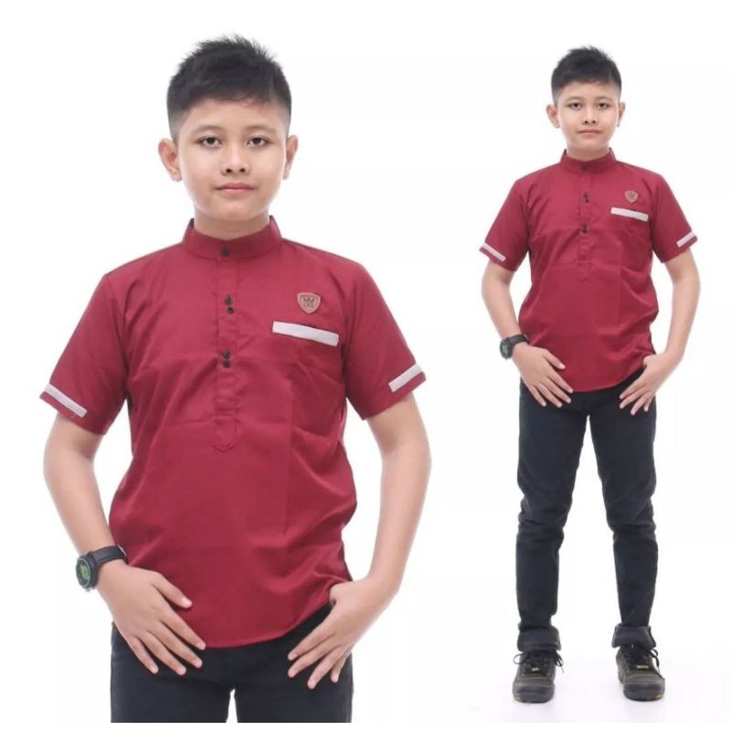 Cutekids Baju Koko Kurta Anak Laki-laki Muslim Distro Bandung Branded Original Oxford Salur HL03