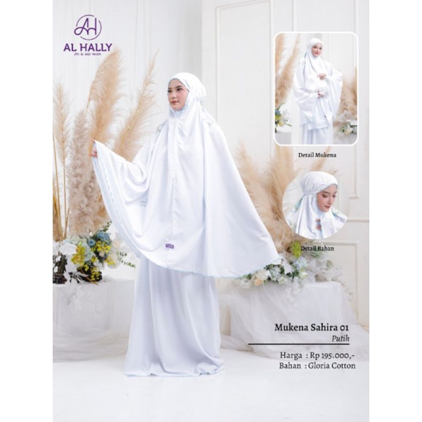 [COD] Mukena Dewasa Bordir Al-Hally || Katun || Mukena Sahira 01 Putih