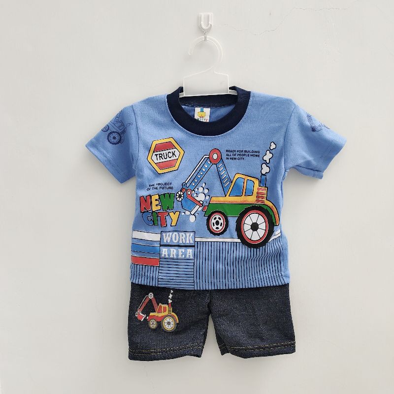 Setelan baju celana pendek semi jeans BOO TUA anak bayi