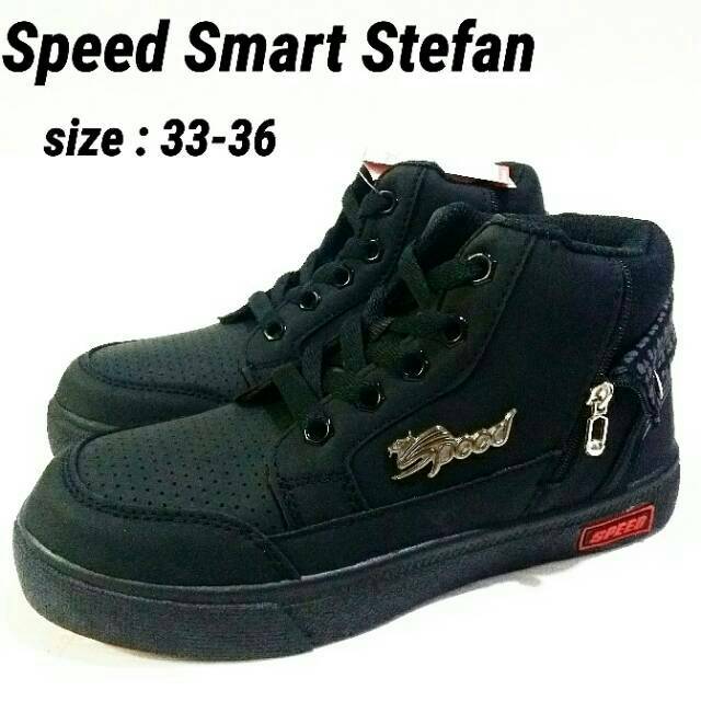 Sepatu anak sekolah full black speed smart stefan sepatu murah terbaru dan termurah