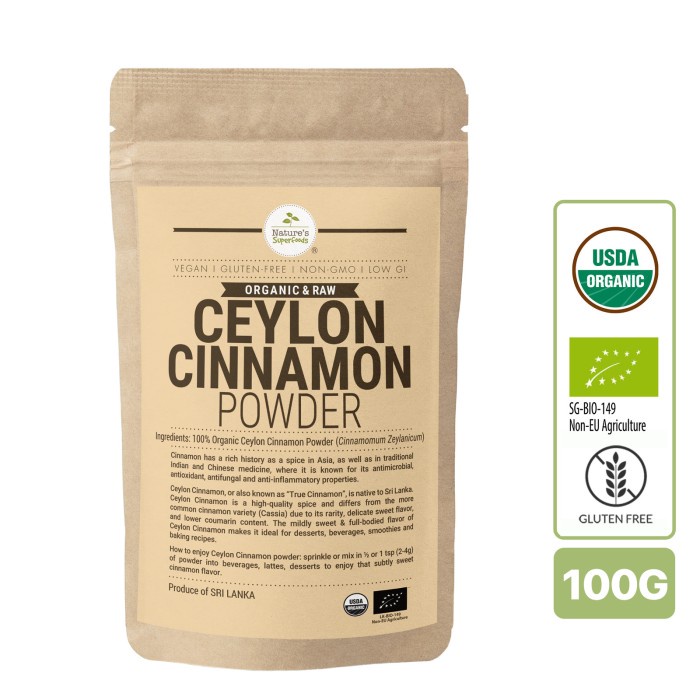 

Nature'S Superfoods Organic Ceylon Cinnamon Powder 100G