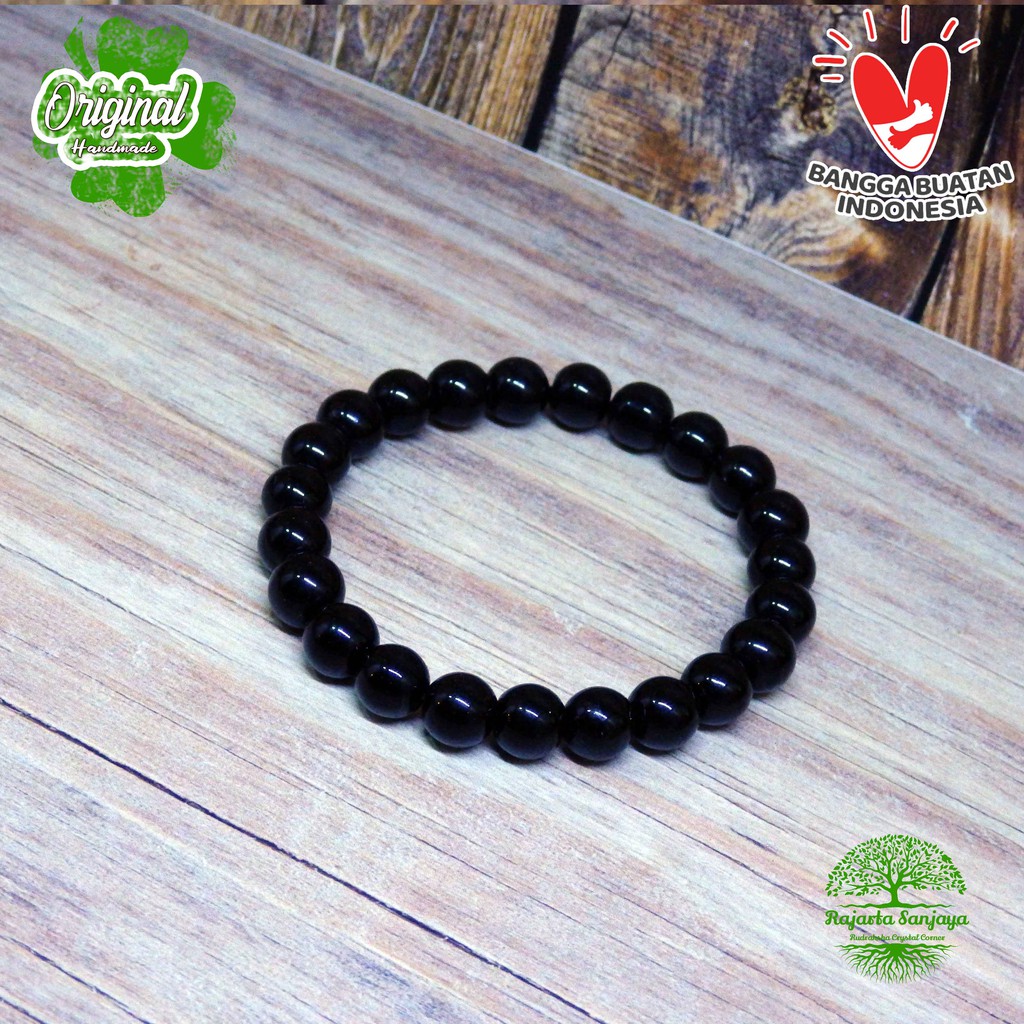 Gelang Batu Natural Black Onyx 8Mm