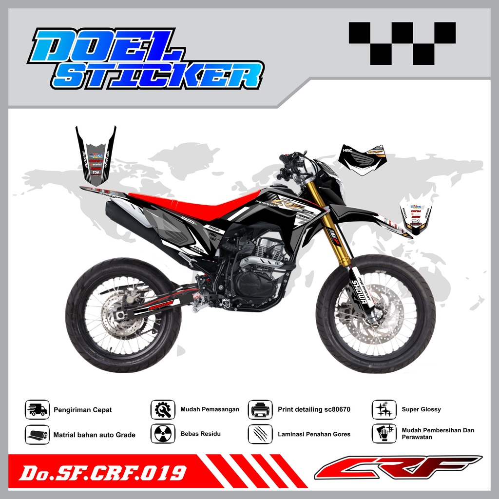 Sticker Striping Semifull CRF 150L List Variasi Hologram Pelangi,Crome Doel  019
