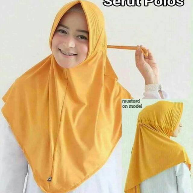 Jilbab serut polos Jersey.
