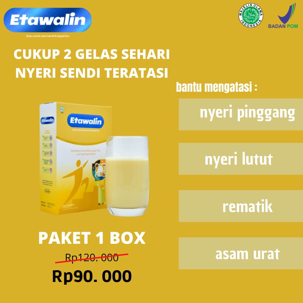 Etawalin Susu Kambing Efektif Atasi Nyeri Sendi Tulang Asam Urat dan Pegal Linu 1 Paket Box