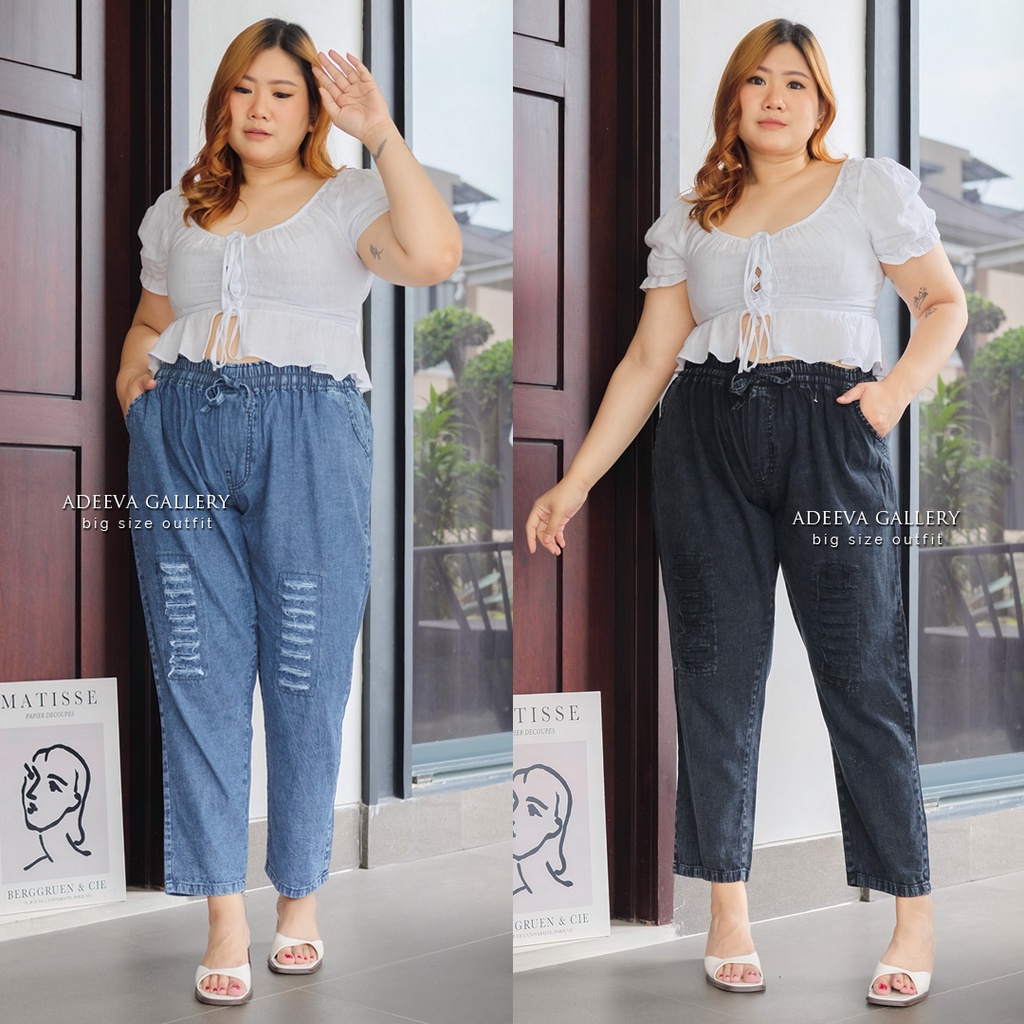 ADEEVA Redea Pants Jumbo Celana Jeans Wanita Jumbo