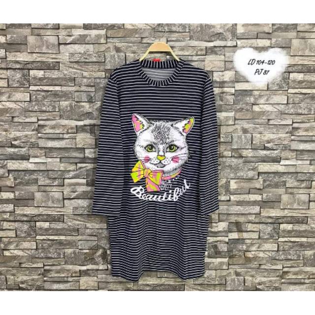 Tunik Import Jumbo Salur Motif Kucing