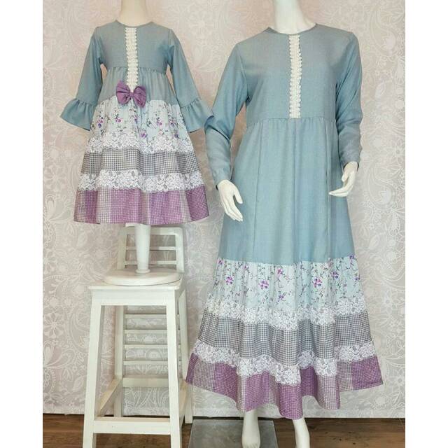 gamis couple mom n kids dark tosca by alilac