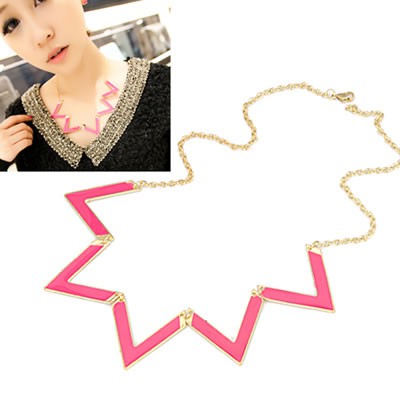 LRC Kalung Wanita personality fashion fold triangle pendant charm design sweater chain