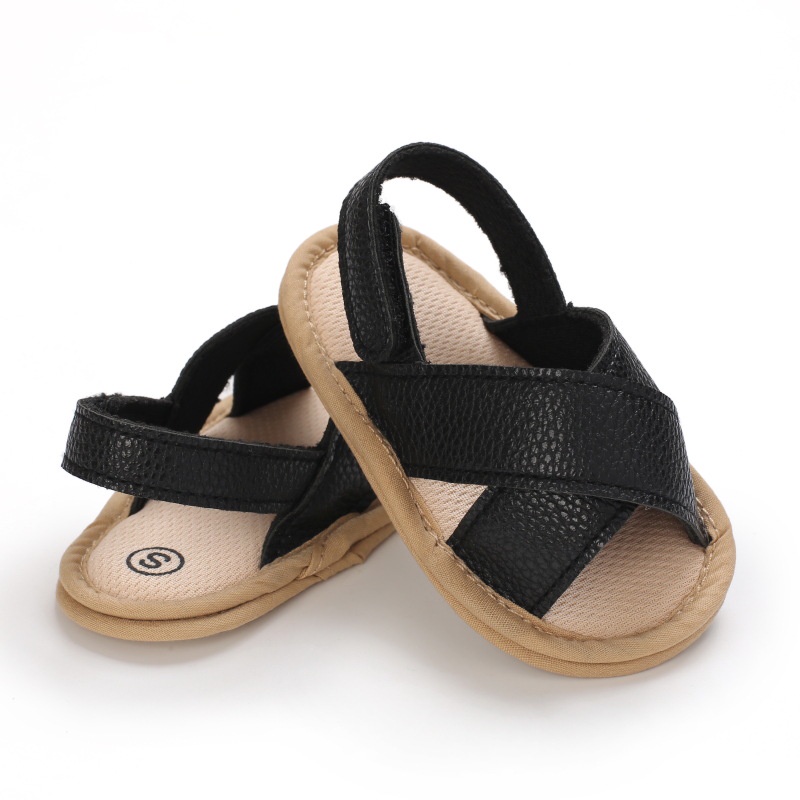 Sandal Bayi Laki Laki Perempuan Umur 0 - 12 Bulan Sepatu Sendal Bayi Sandal Anak Bayi Laki Laki Perempuan Murah Umur 0 - 14 Bulan, umur 1 Tahun Hitam AK 12