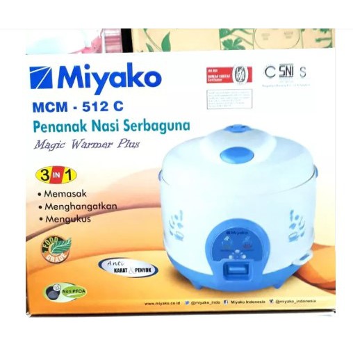 Miyako Rice Cooker 1.2L Magic Com MCM 512C 3in1 Penanak Nasi Magicom