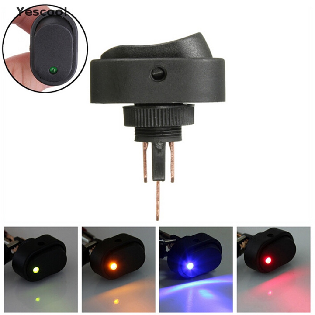 Yescool Saklar Rocker SPST ON / OFF 12V 30A Dengan Lampu LED Untuk Mobil / Perahu