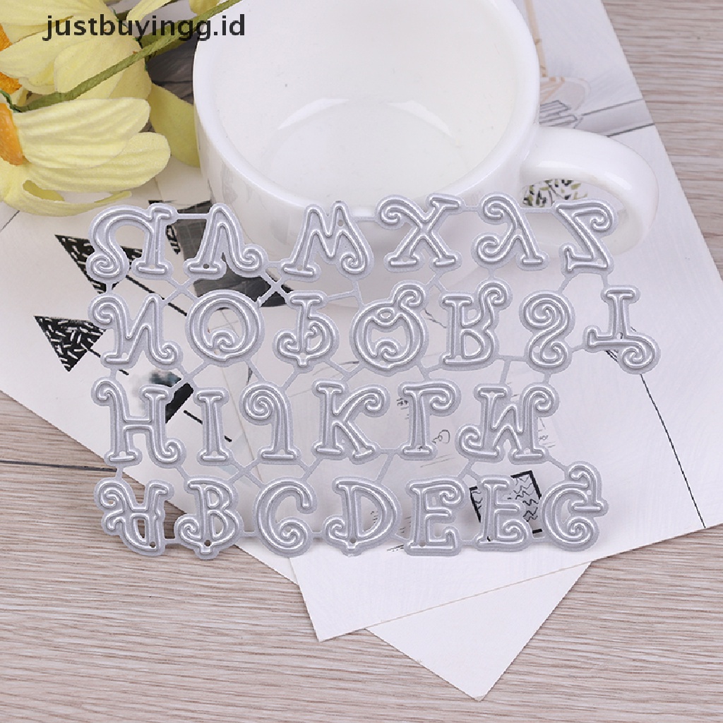 1 Set Cetakan Stensil Cutting Dies Motif Alfabet Bahan Metal Untuk Scrapbook / Craft Diy