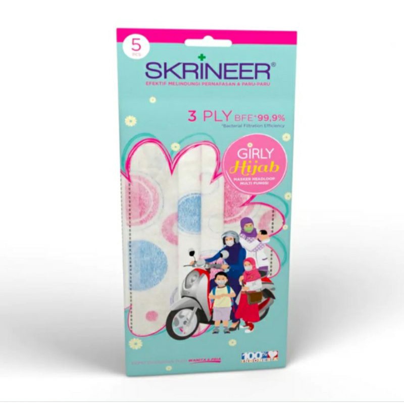 Skrineer Girly Hijab Masker Headloop 5pcs